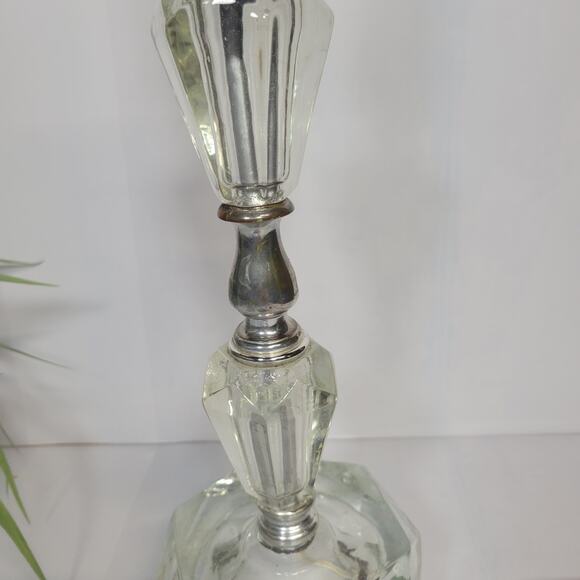 Vintage Vanity Lamp Glass Crystal Clear Boudoir Table Dresser - Picture 2 of 4